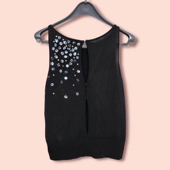 Karen millen black knitted_sequined vest topSize 3 uk 12 - Picture 3 of 4